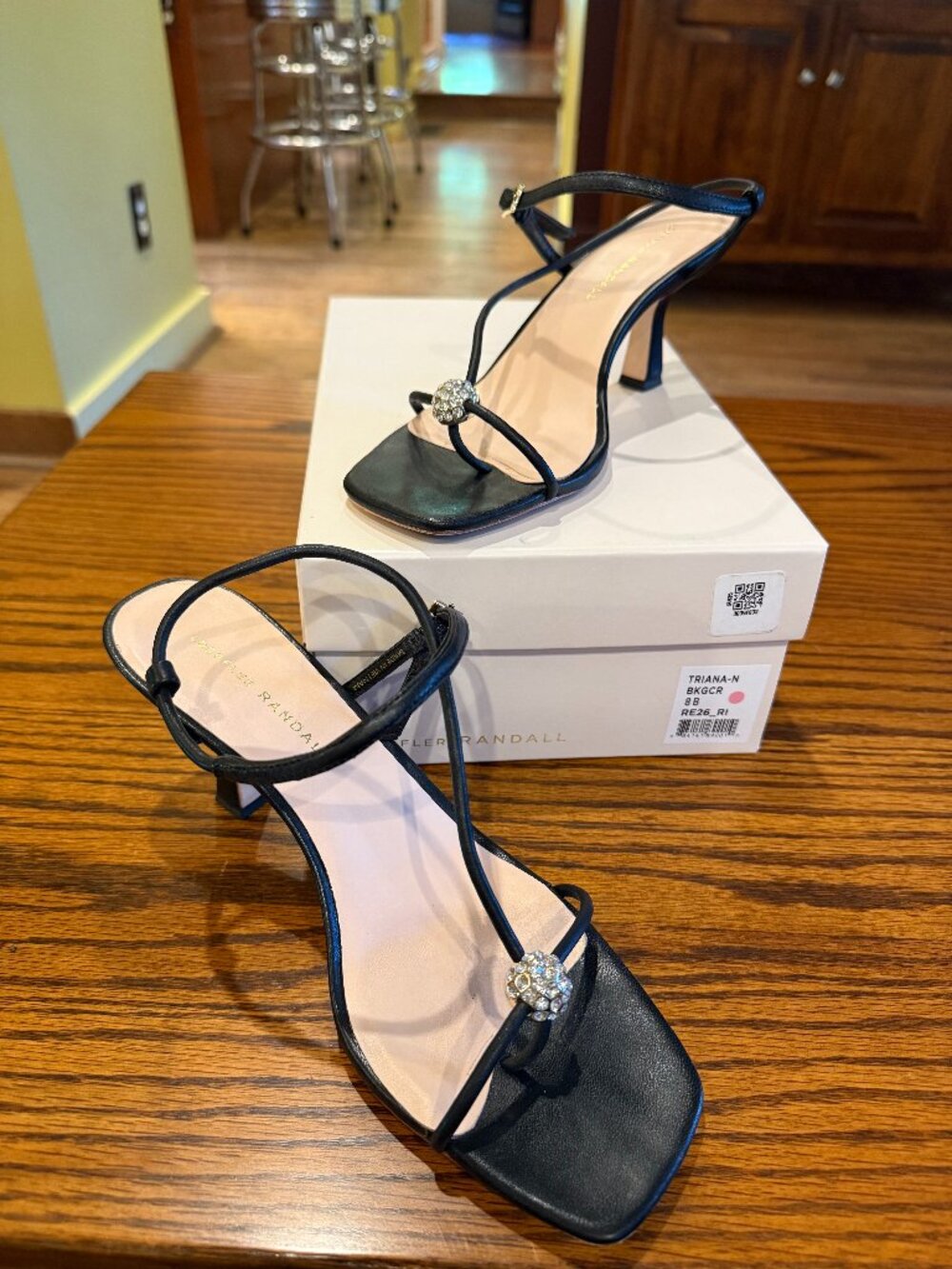 Triana Black/Crystal Mid−Heel Sandal